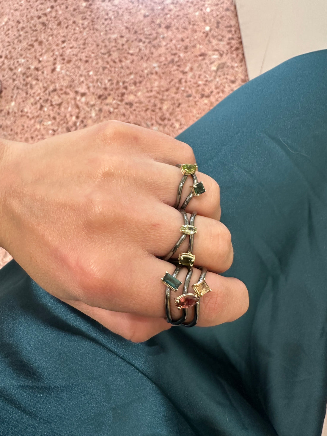 Solitaire Dark Blue Square Ring