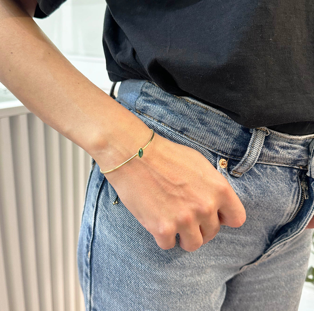 The Marquise Green Bangle