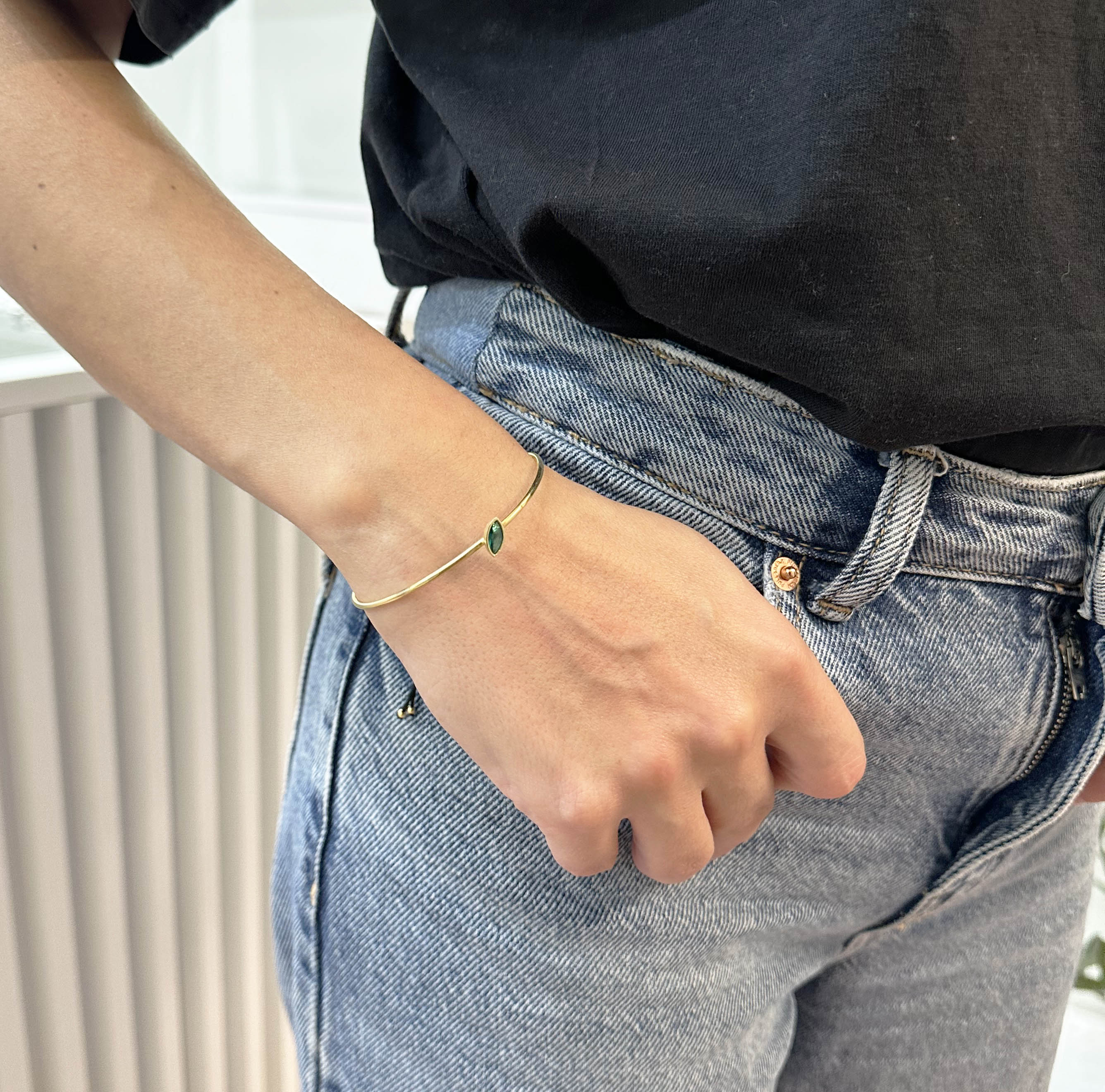 The Marquise Green Bangle