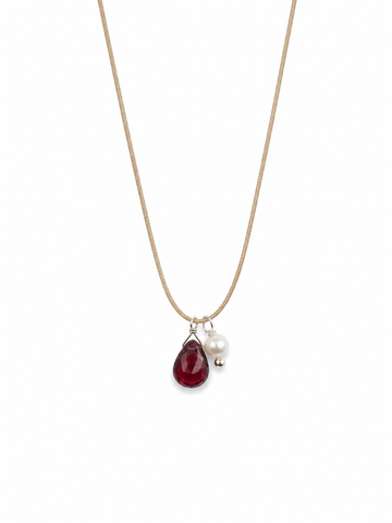 Aura Carnelian and Pearl Cord Necklace