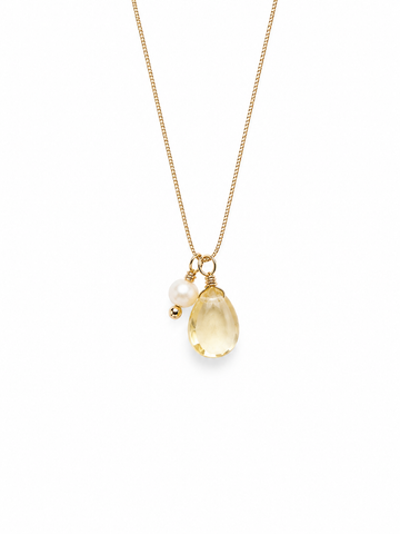 Aura Citrine and Pearl Cord Necklace