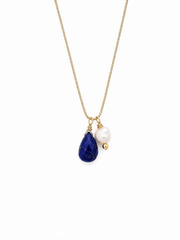 Aura Sodalite and Pearl Cord Necklace