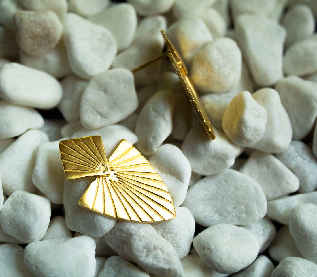 Retro Lotus Edgy  Triangle Earrings