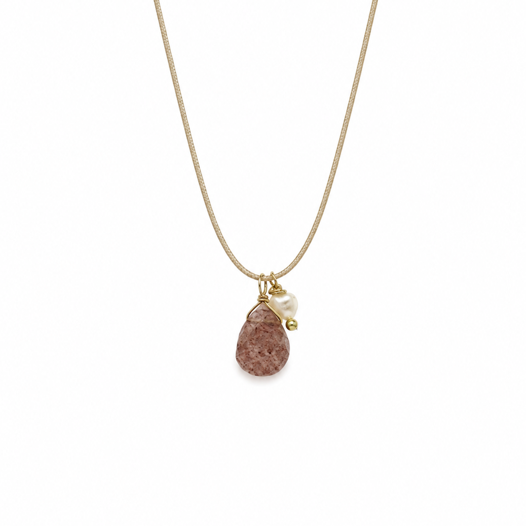 Aura Rhodochrosite and Pearl Cord Necklace