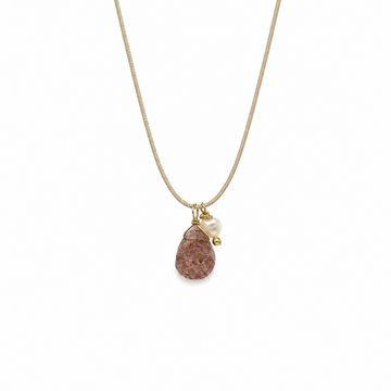 Aura Rhodochrosite and Pearl Cord Necklace