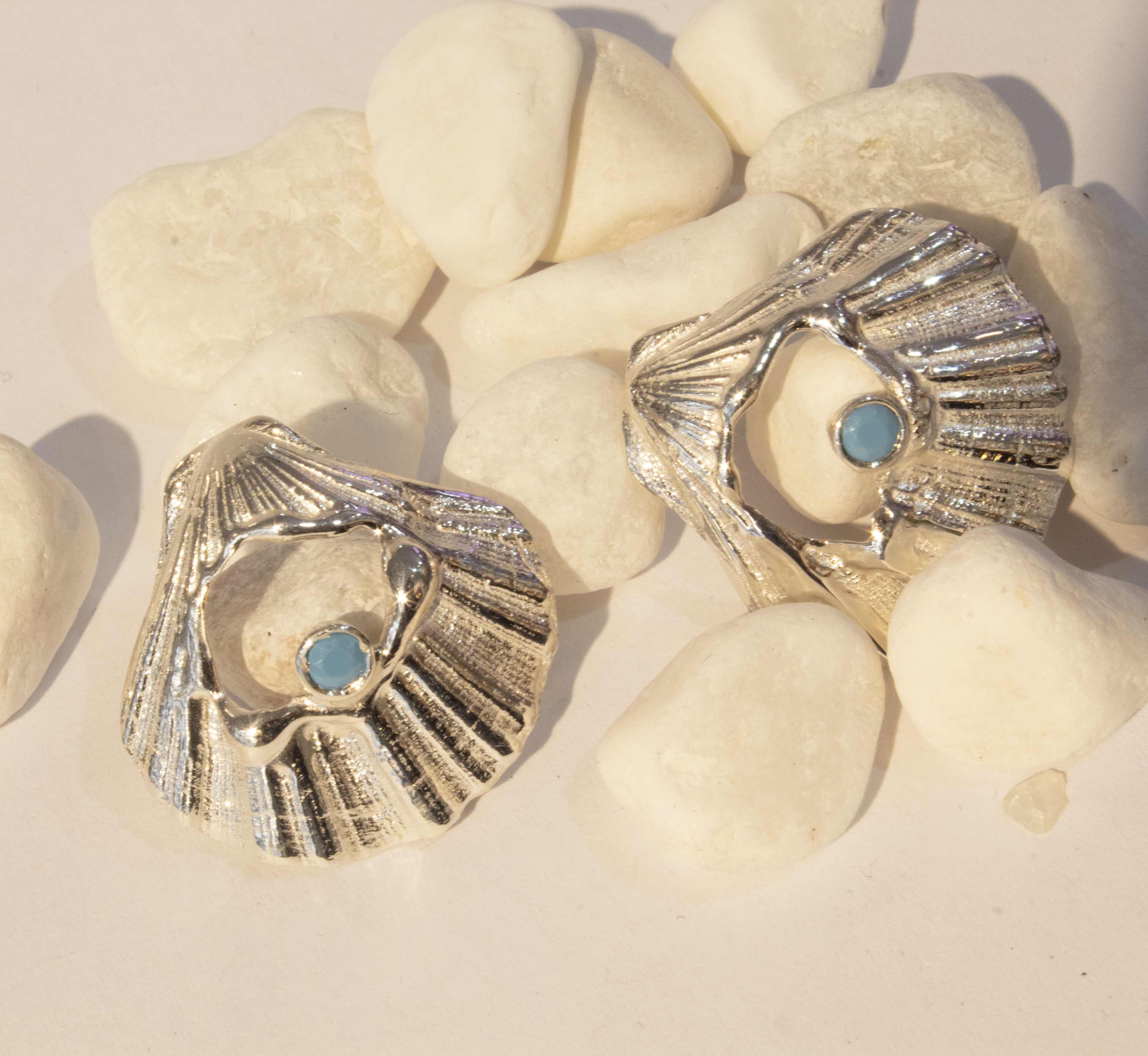 Σκουλαρίκι Τιρκουάζ σε Σχήμα Κοχυλιού