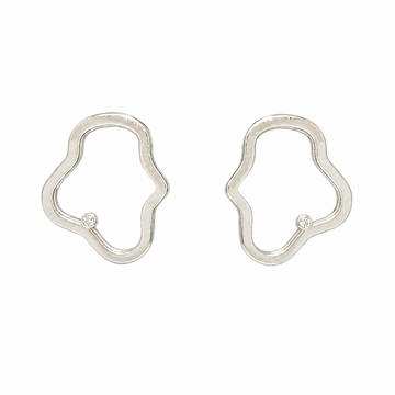 Pair of silver earrings on a white background