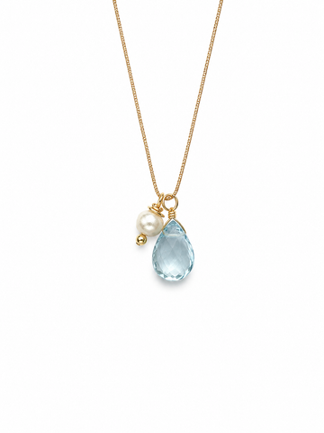 Aura Topaz and Pearl Cord Necklace