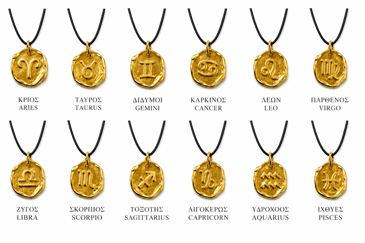 zodiac gold-plated cord necklaces