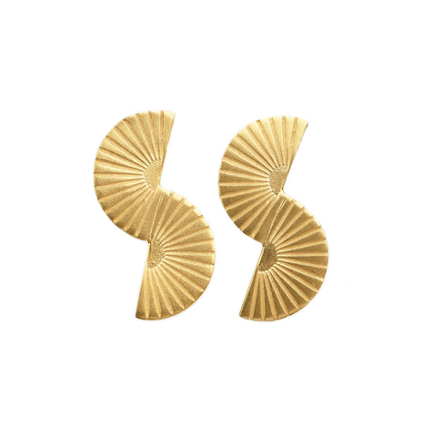 Retro Lotus Joined Semi-Circles Earrings