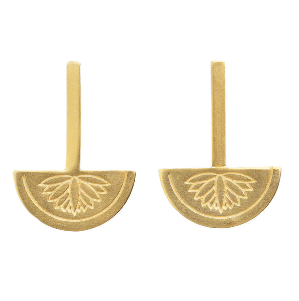 Retro Lotus T-Shaped Semi-circle Earrings