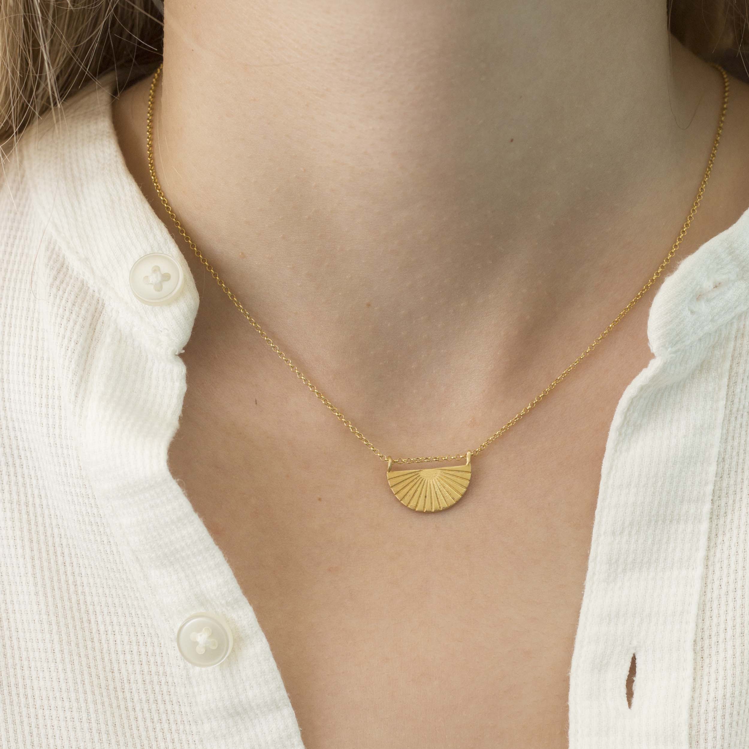 Retro Lotus Semi-Circle Necklace