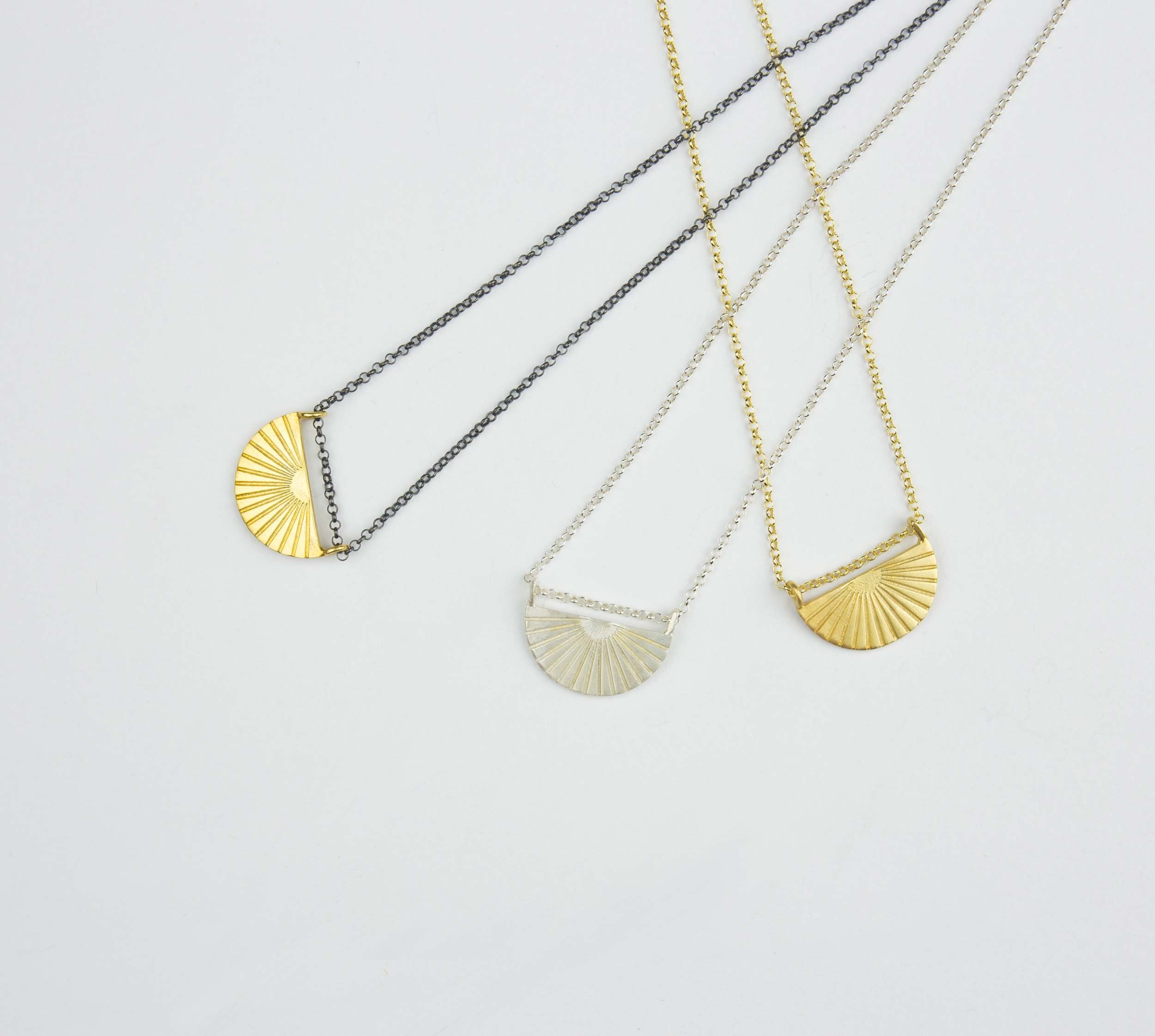 Retro Lotus Semi-Circle Necklace