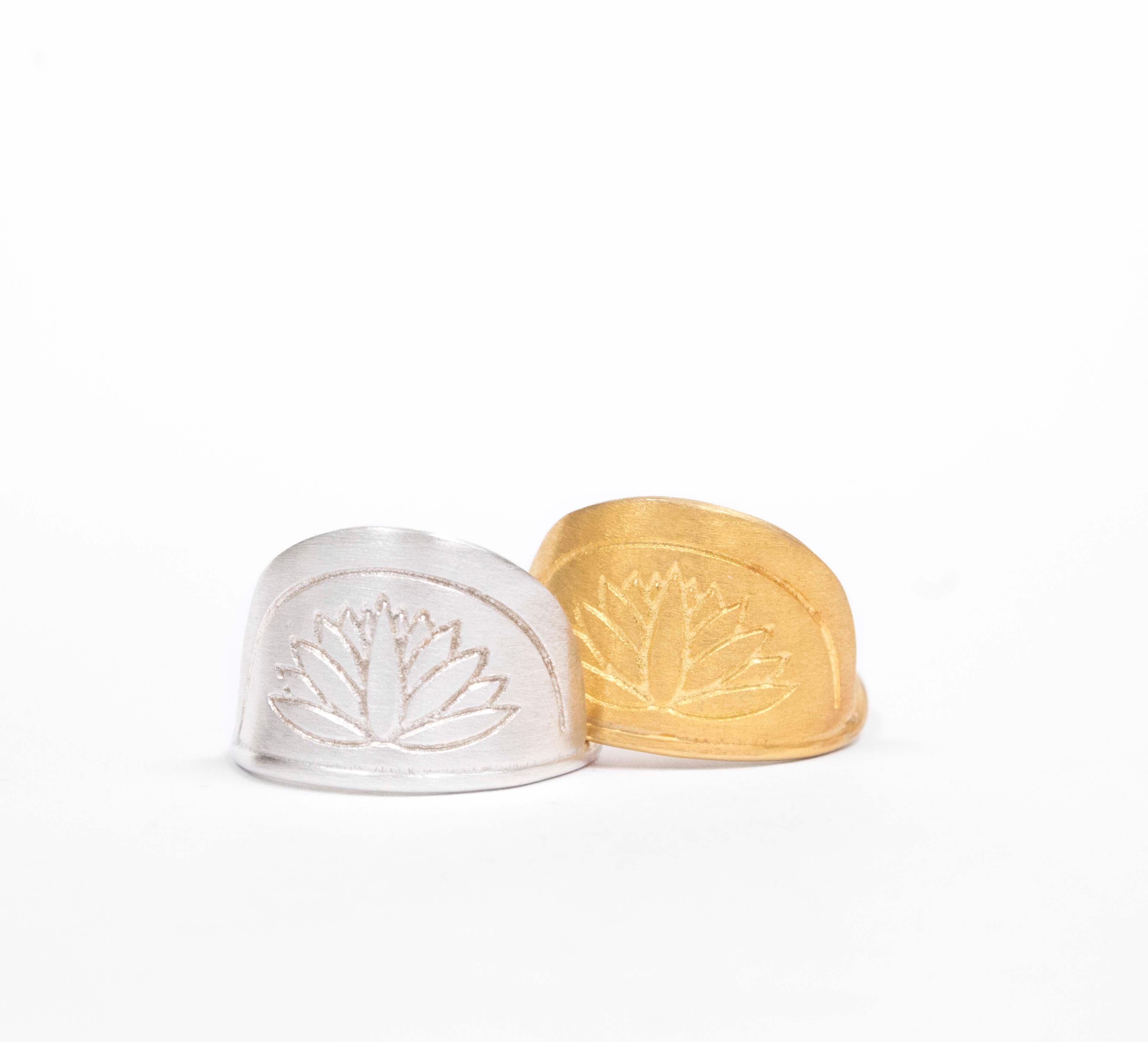 Retro Lotus Semi-Circle Ring