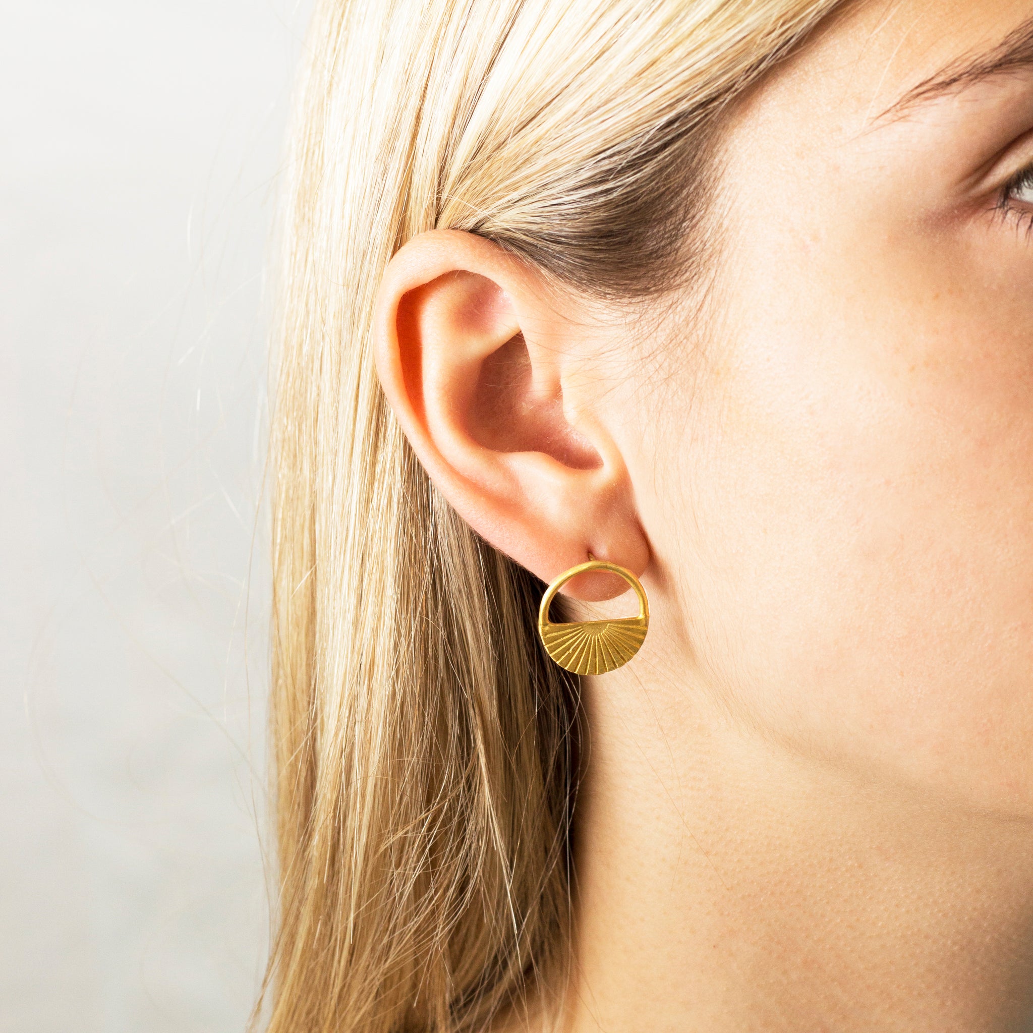 Retro Lotus Circle Engraved Earrings