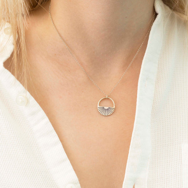 Retro Lotus Circle Engraved Necklace