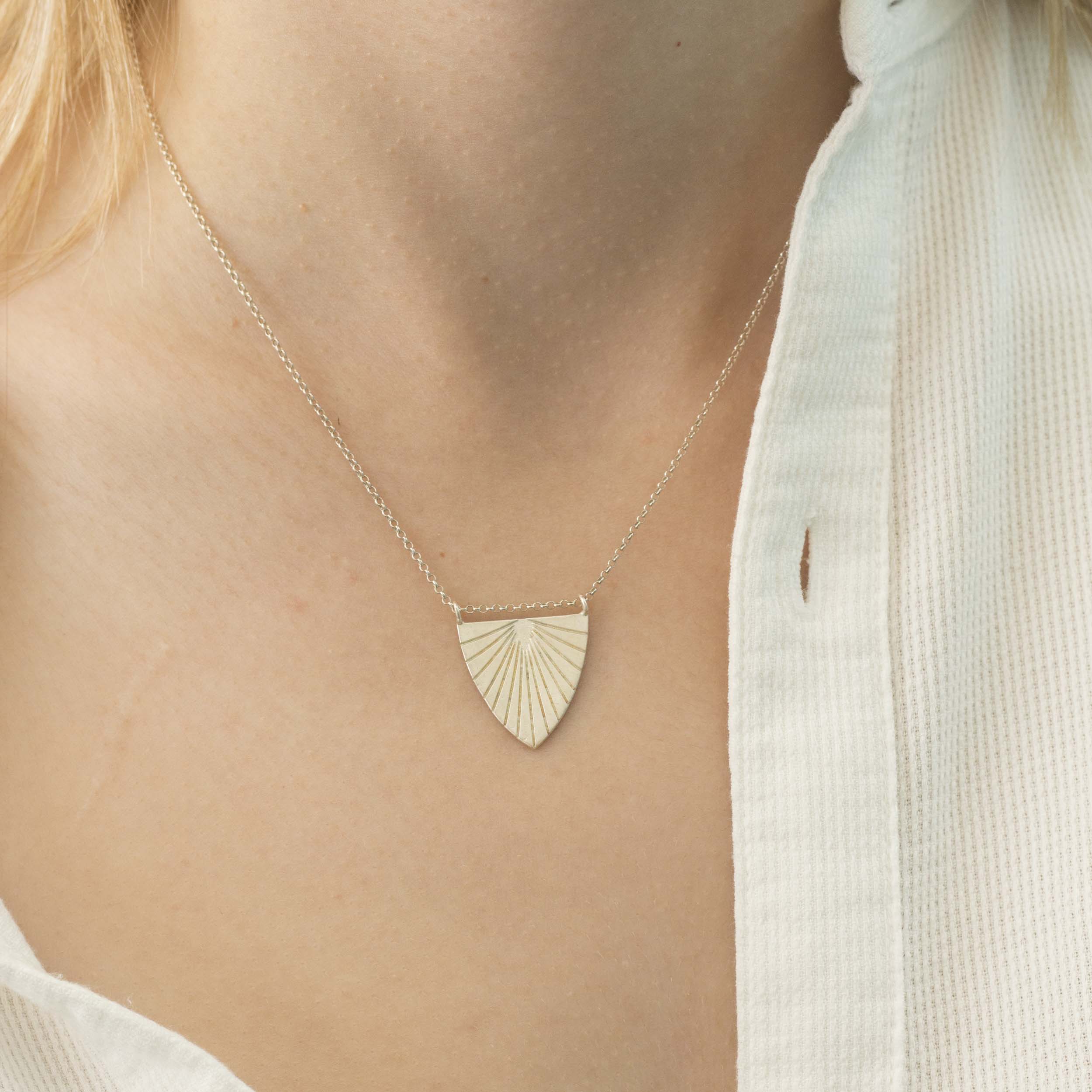 Retro Lotus Edgy Triangle Bold Necklace