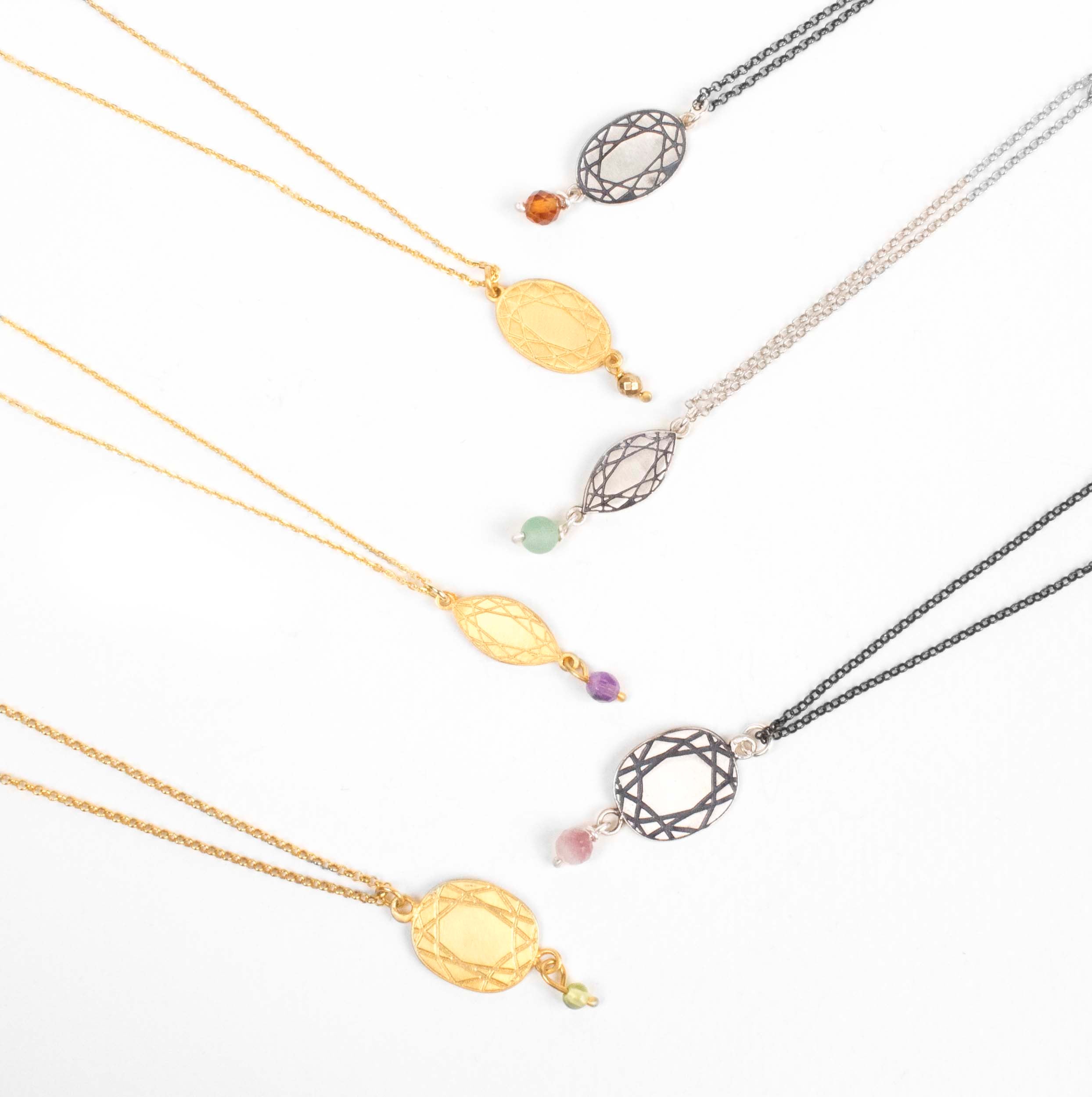 Super Cuts The Oval Oxidized Silver Necklace with Tourmaline Bead