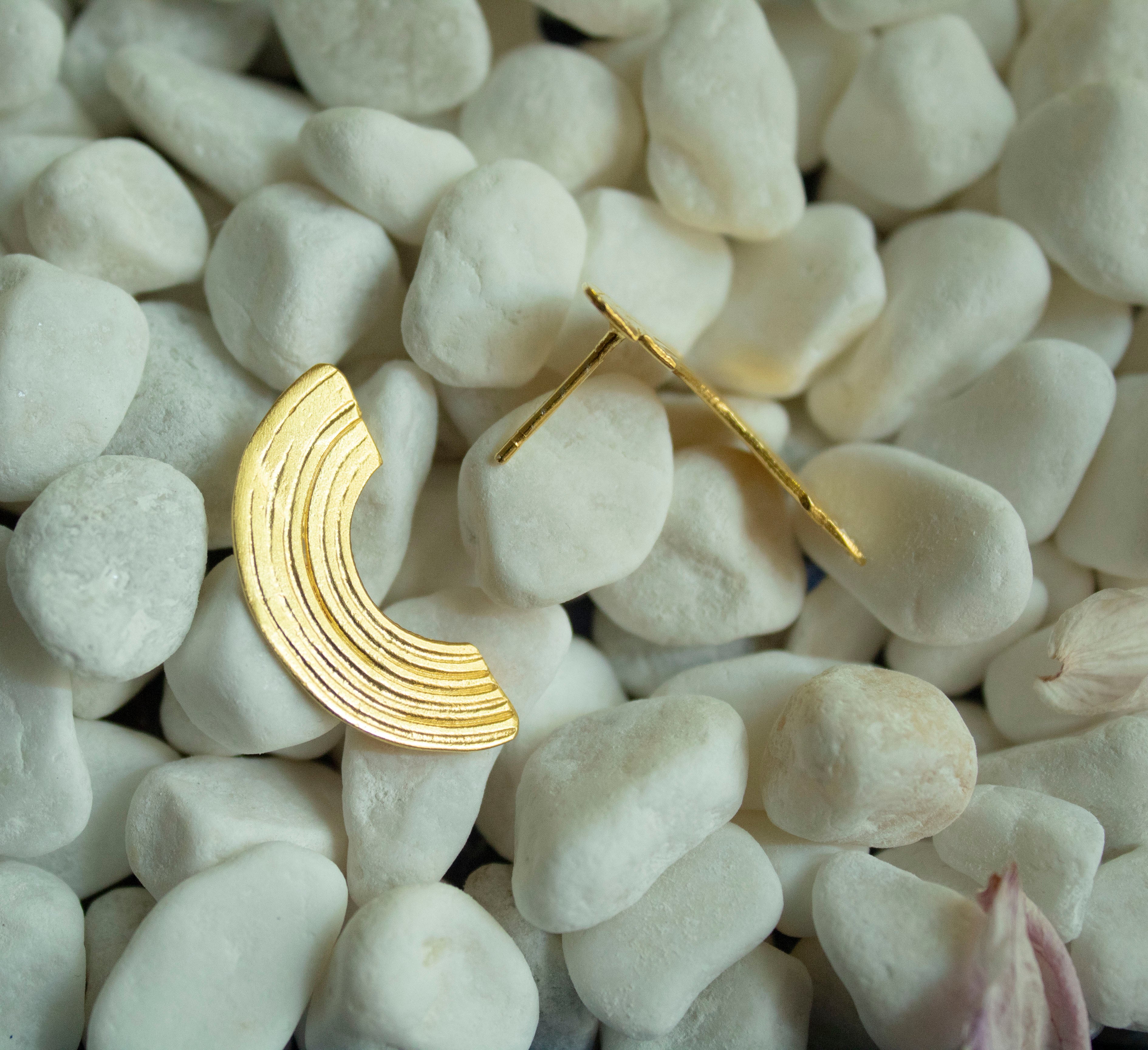 Retro Lotus Rainbow Semi-Circle Earrings