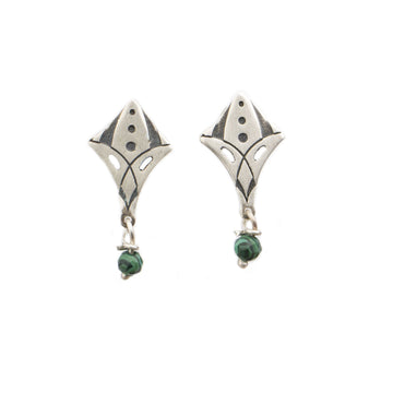 Flowers Small Llillium With Malachite Stud Earrings