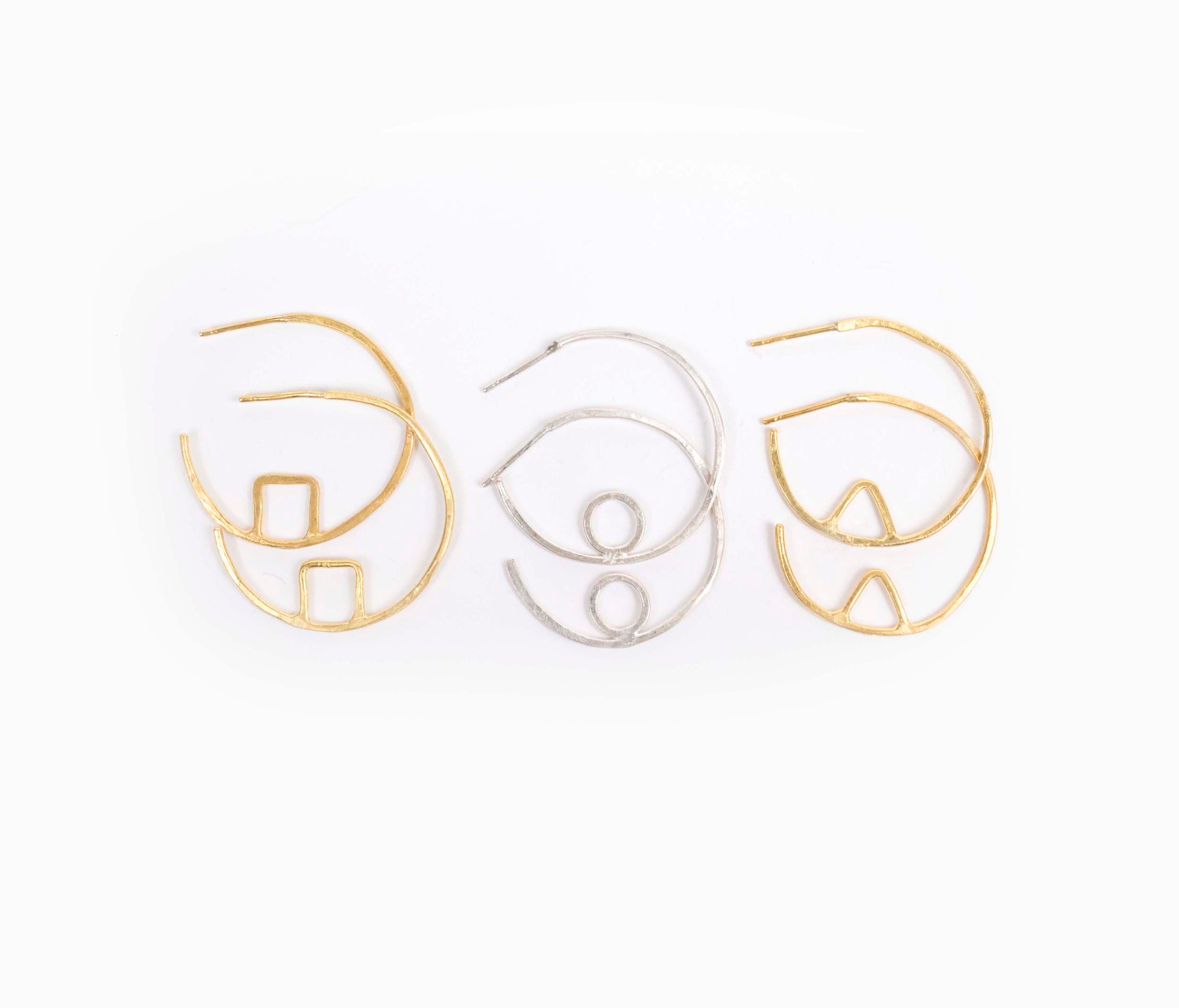 Bauhaus Rectangle Hoops Earrings