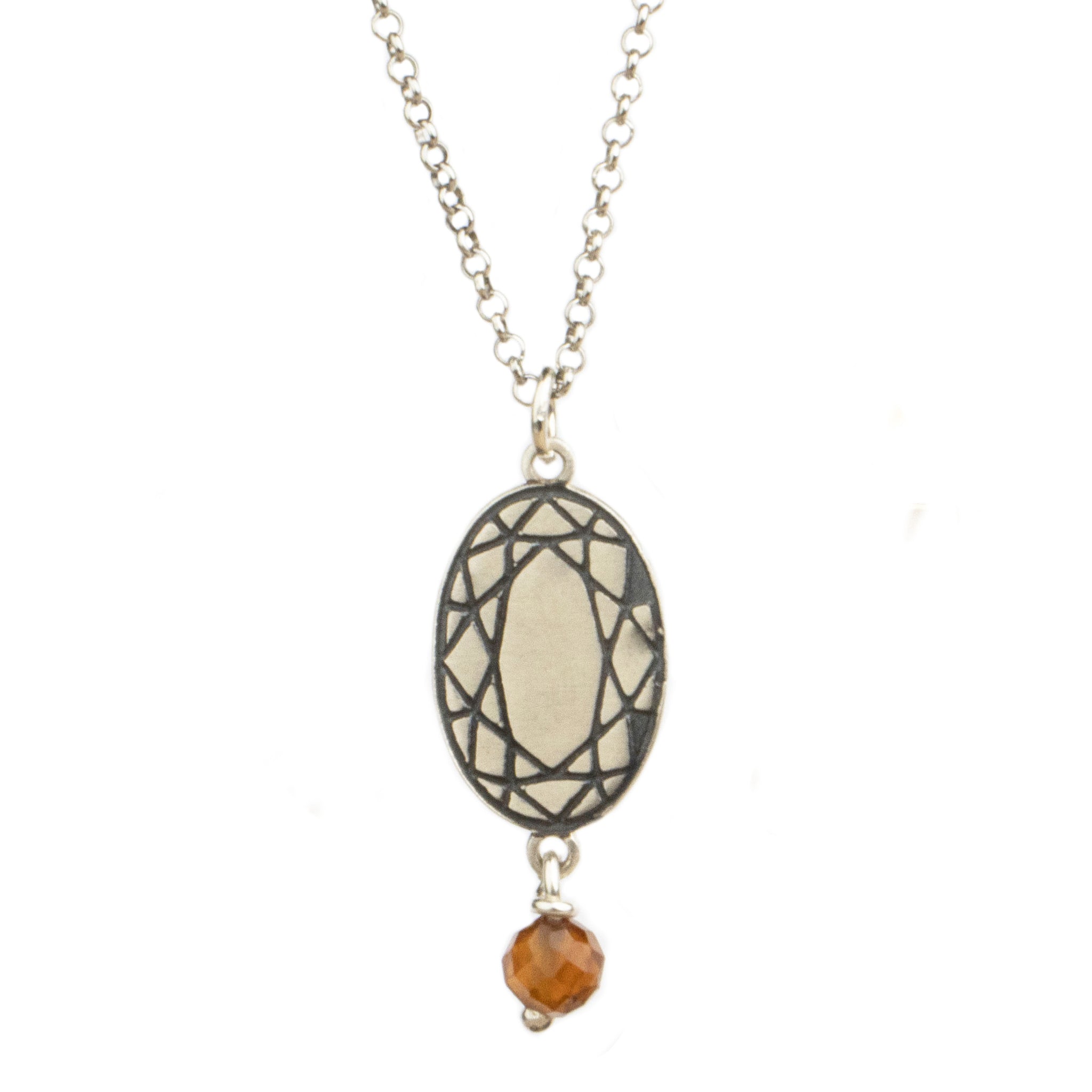 asimenio oksidomeno geometriko kolie me karneoli se sxima kopis diamantiou