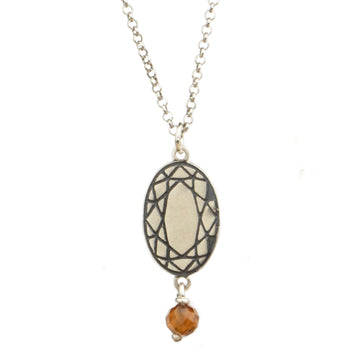 asimenio oksidomeno geometriko kolie me karneoli se sxima kopis diamantiou