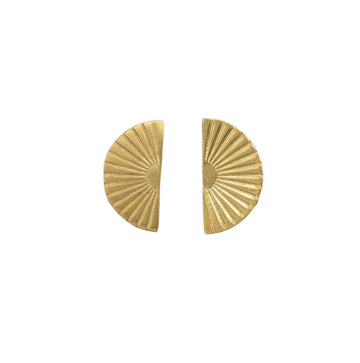 Retro Lotus Semi-Circle  Stud Earrings